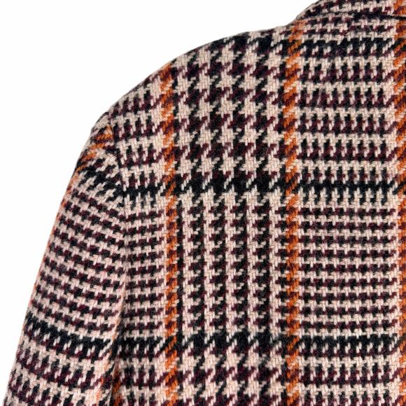J Crew Wool Blend Single Breasted Topcoat Cabernet Plaid Size 6 - Picture 11 of 12